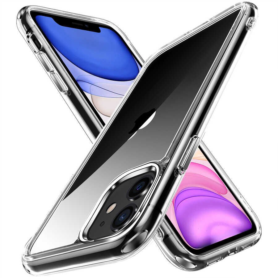 Apple iPhone 11 Kılıf Kamera Çıkıntılı Sararmaz Şeffaf Sert Metal Buton Pürüzsüz Kapak (fors) Renksiz
