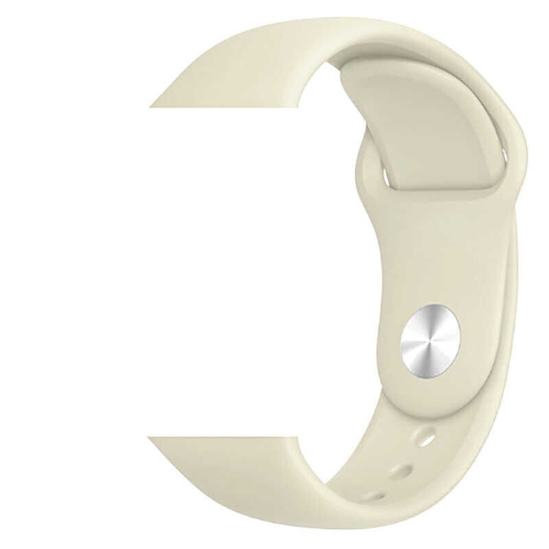Apple Watch 2/3/4/5/6/7/8/se/nike 38mm 40mm 41mm Silikon Kordon Soft Tasarım (Klasik) 13-Antique White