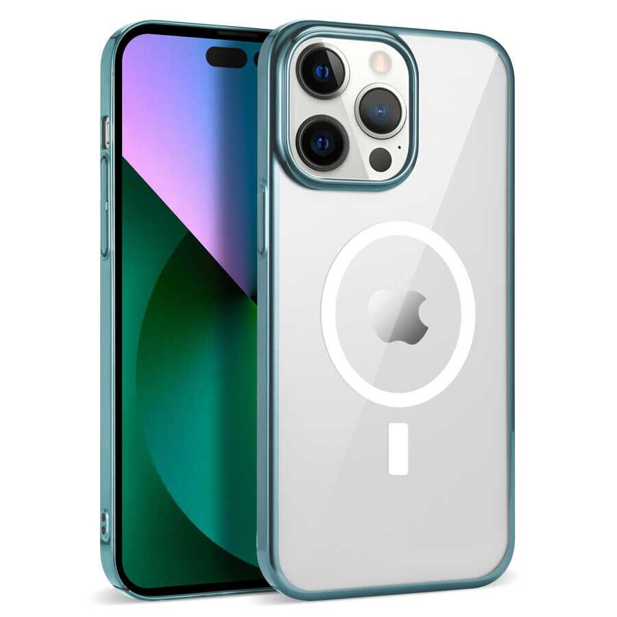 Apple iPhone 14 Pro Kılıf HEPTEKİLETİŞİM Wireless Şarj Özellikli Pixel Magsafe Kapak
