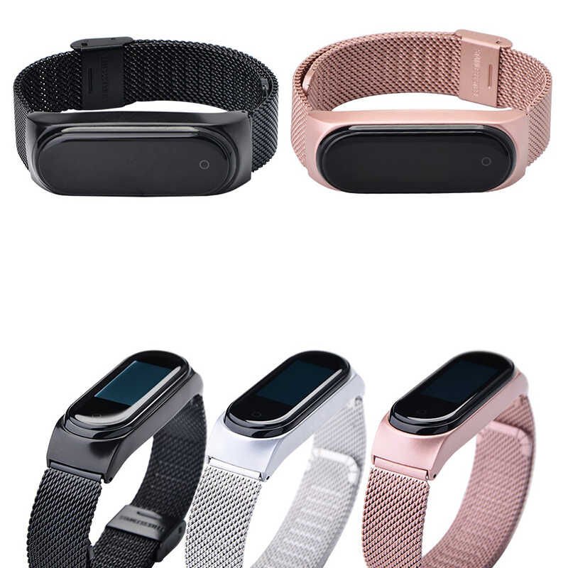 Xiaomi Mi Band 3 / Mi Band 4 Metal Kordon Paslanmaz Çelik Örgü Tasarımlı (KRD-01) Siyah