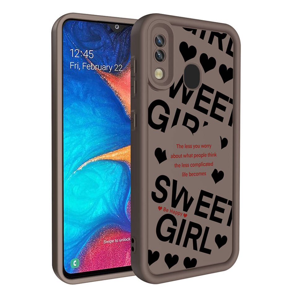 Samsung Galaxy A20 Kılıf Kamera Korumalı Baskılı Arka Yüzey Kapak (Klas) Beyaz