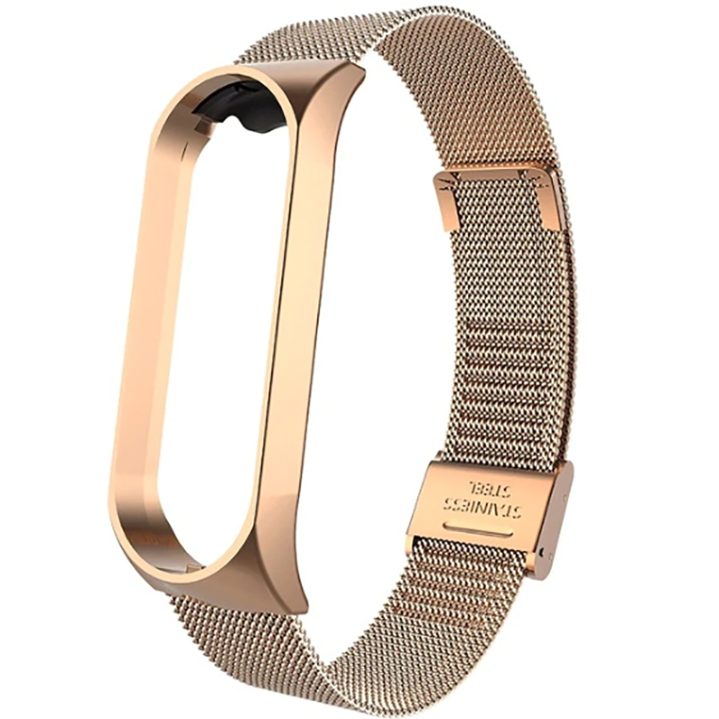 Xiaomi Mi Band 3 / Mi Band 4 Metal Kordon Paslanmaz Çelik Örgü Tasarımlı (KRD-01) Gold