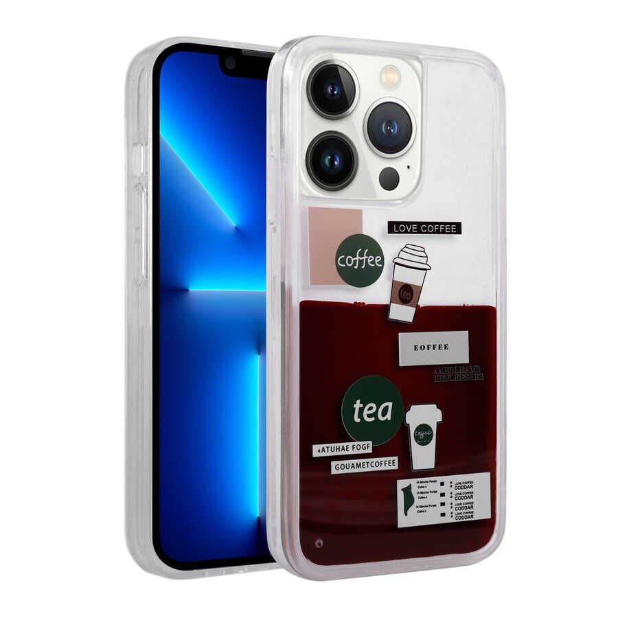 Apple iPhone 13 Pro Kılıf Desenli Sıvılı HEPTEKİLETİŞİM Drink Silikon Kapak