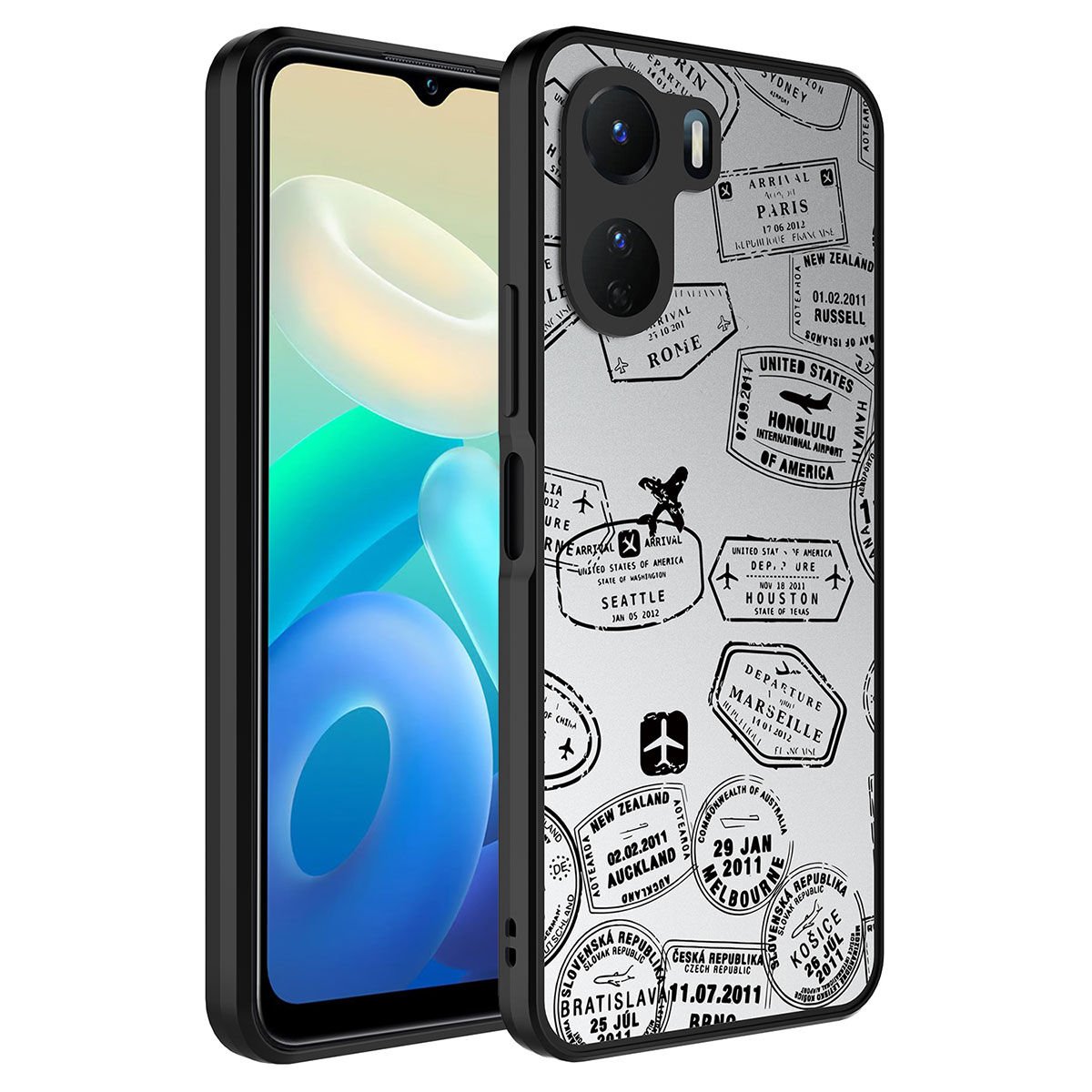 Vivo Y16 Kılıf Aynalı Desenli Kamera Korumalı Parlak HEPTEKİLETİŞİM Mirror Kapak