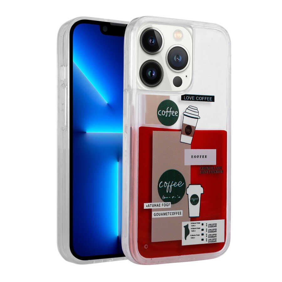 Apple iPhone 13 Pro Max Kılıf Desenli Sıvılı HEPTEKİLETİŞİM Drink Silikon Kapak