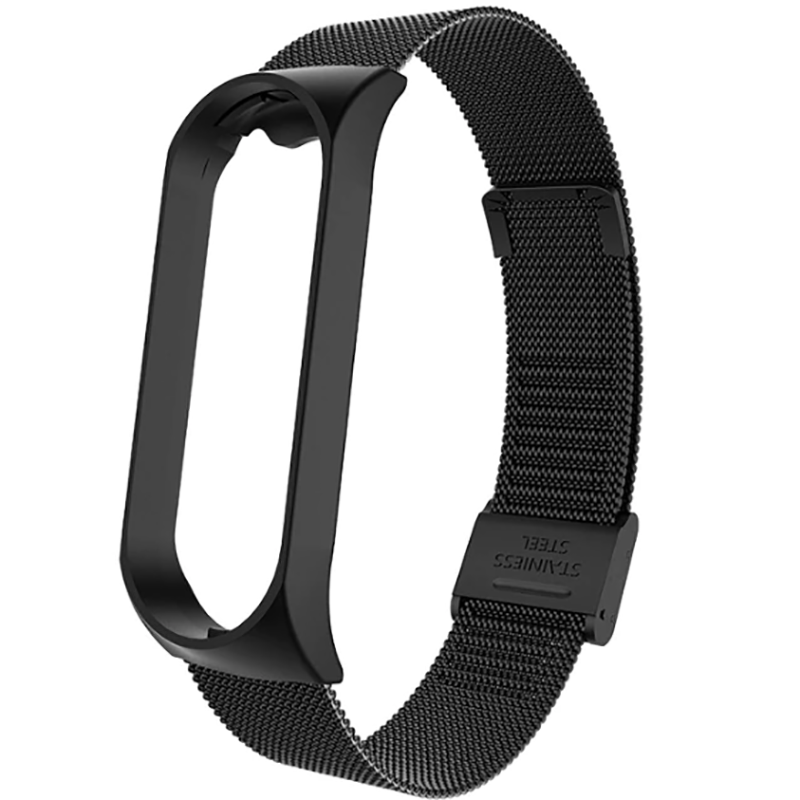 Xiaomi Mi Band 4 / Mi Band 3 Metal Kordon Paslanmaz Çelik Örgü Tasarımlı (KRD-01) Siyah