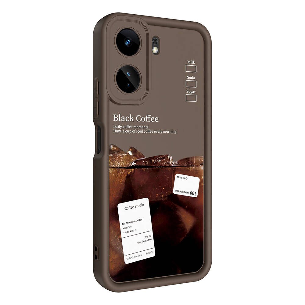 Xiaomi Poco C65 Kılıf Kamera Korumalı Baskılı Arka Yüzey Kapak (Klas) Koyu Kahve