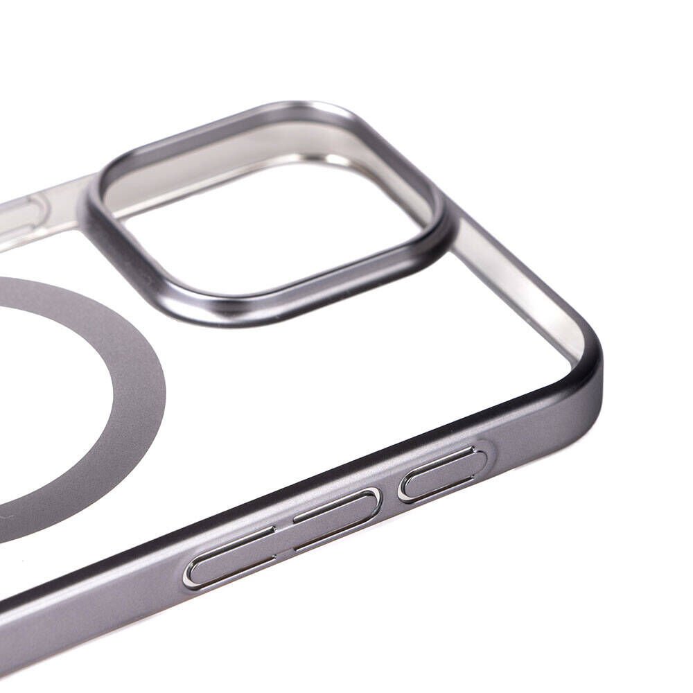 Apple iPhone 15 Pro Kılıf Wireless Şarj Özellikli Sert PC Kapak (Mat Riksos Magsafe) Gri