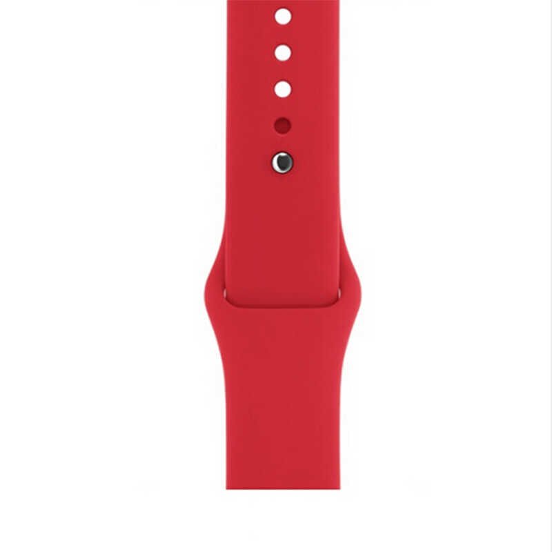 Apple Watch 2/3/4/5/6/7/8/se/nike 38mm 40mm 41mm Silikon Kordon Soft Tasarım (Klasik) Kırmızı