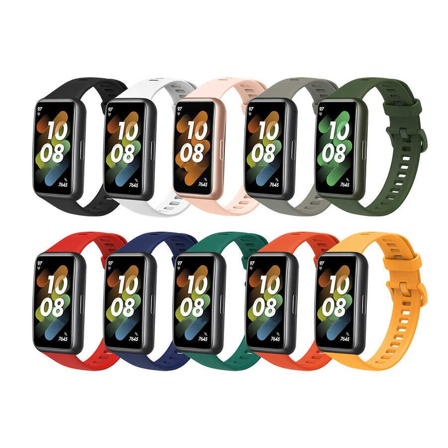 Huawei Band 7 Silikon Kordon Soft Mat Yüzey Tasarım (KRD-71) Siyah