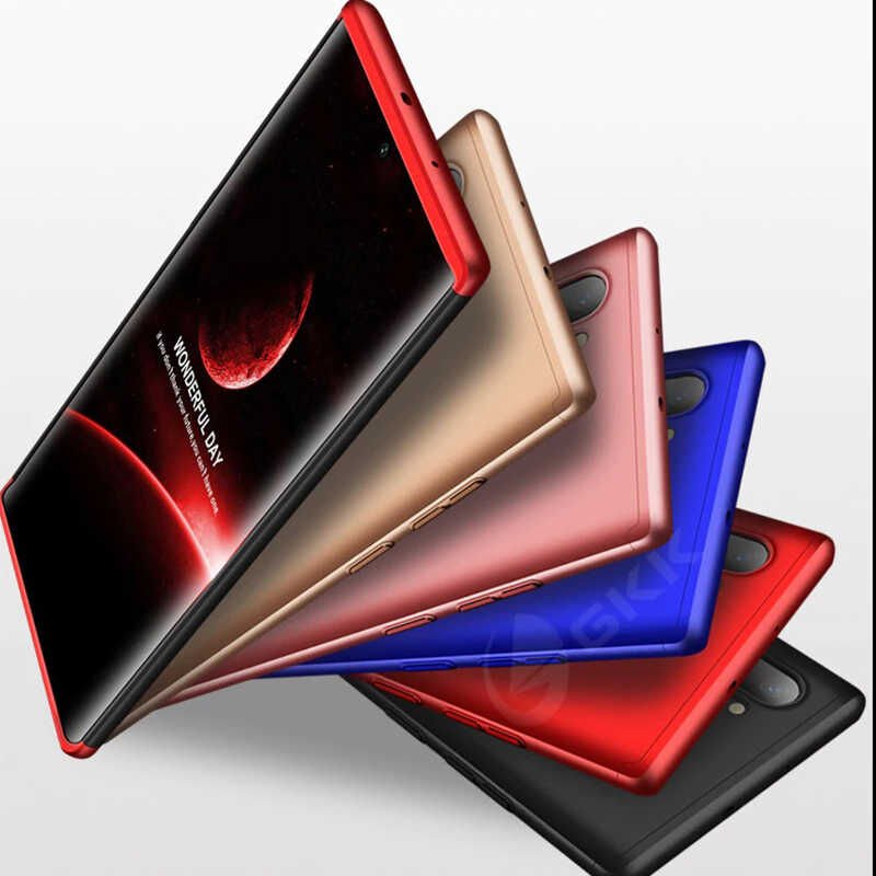Samsung Galaxy Note 10 Plus Kılıf 360 Tam Koruma Ön Ve Arka Sert Mika Kapak Orjinal Ays Gkk Kapak Mavi