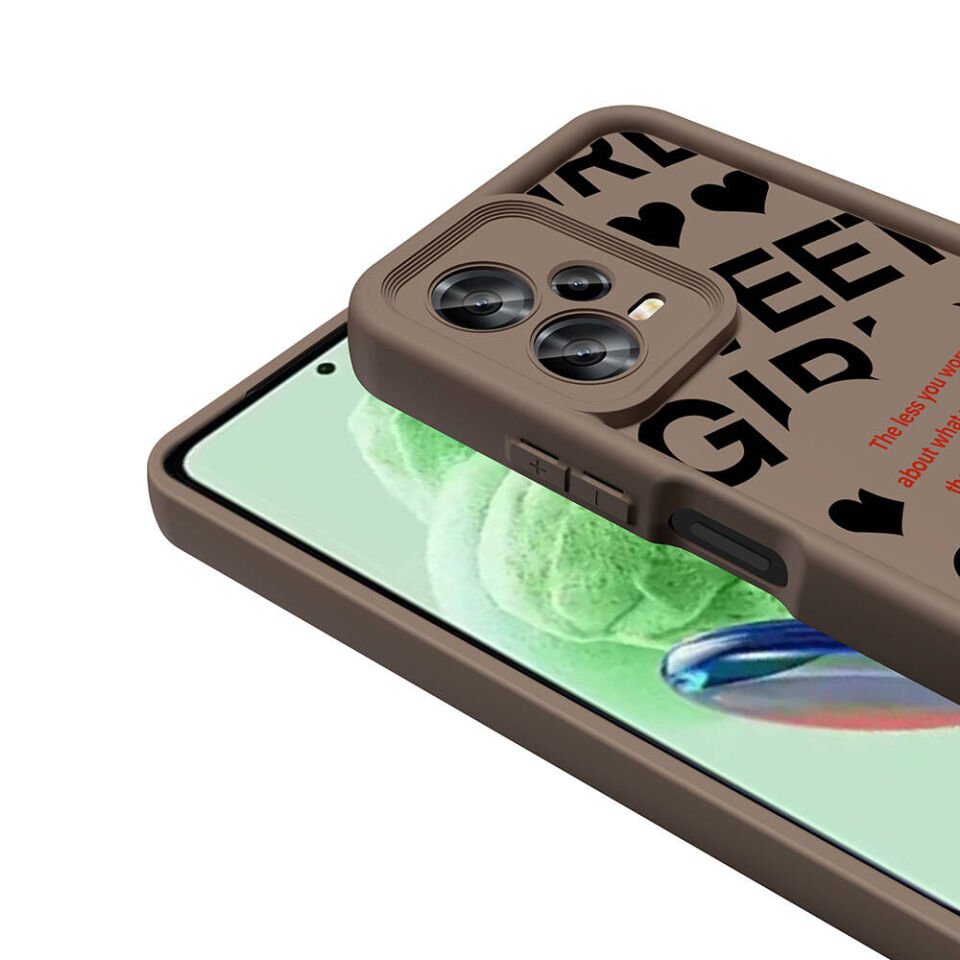 Xiaomi Redmi Note 12 5G Kılıf Kamera Korumalı Baskılı Arka Yüzey Kapak (Klas) Koyu Kahve