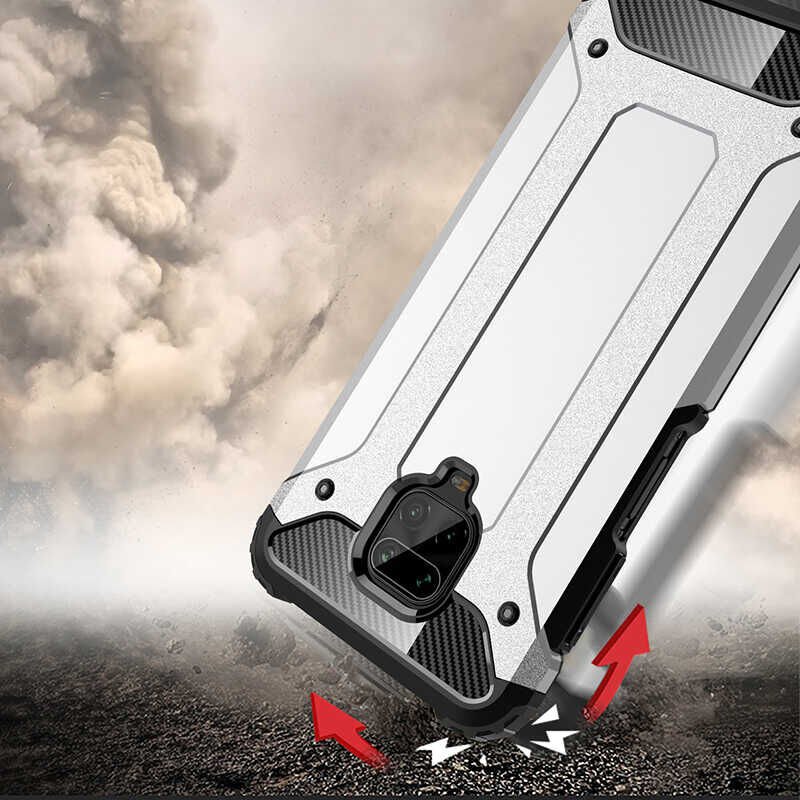 Xiaomi Redmi Note 9 Pro Kılıf Armor Köşe Korumalı Çift Katman Tank Zırh Kapak (CRASH) Rose Gold