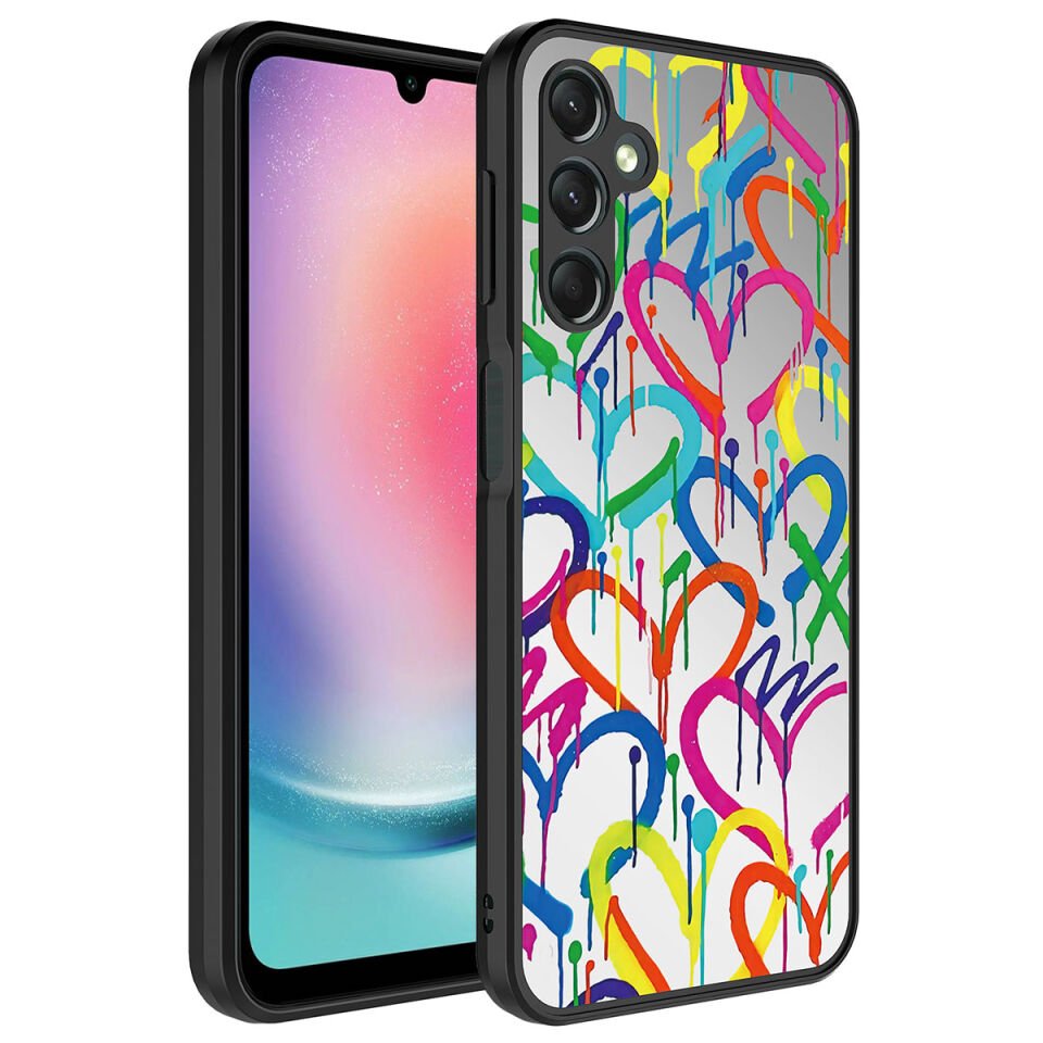 Samsung Galaxy A14 Kılıf Aynalı Desenli Kamera Korumalı Parlak HEPTEKİLETİŞİM Mirror Kapak