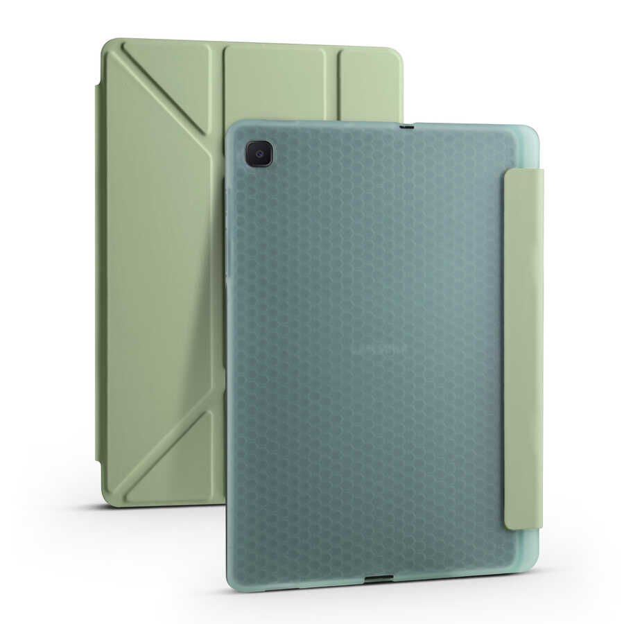 Samsung Galaxy Tab S6 Lite P610 P615 P617 Kılıf Kalem Bölmeli Standlı Kılıf (TR) Açık Yeşil