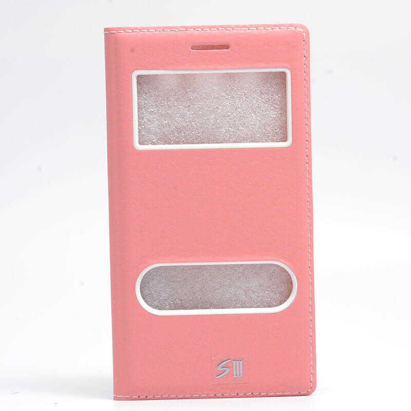 Samsung Galaxy S3 Kapaklı Kılıf Mıknatıslı 360 Tam Korumalı (DOLCE) Pembe Açık