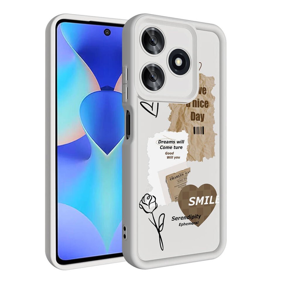 Tecno Spark 10 4G Kılıf Kamera Korumalı Baskılı Arka Yüzey Kapak (Klas) Koyu Kahve
