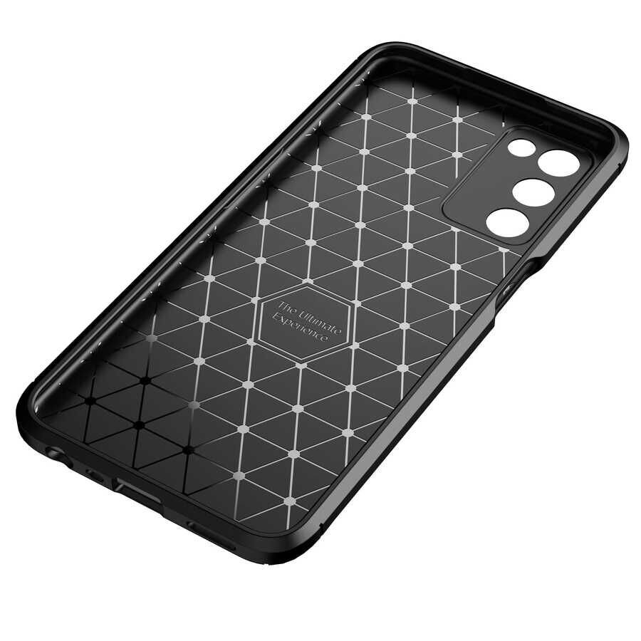 Oppo A55 5G Kılıf Kamera Çıkıntılı Karbon Fiber Dokulu Renk Atmaz Kapak (NEGRO) Kahverengi