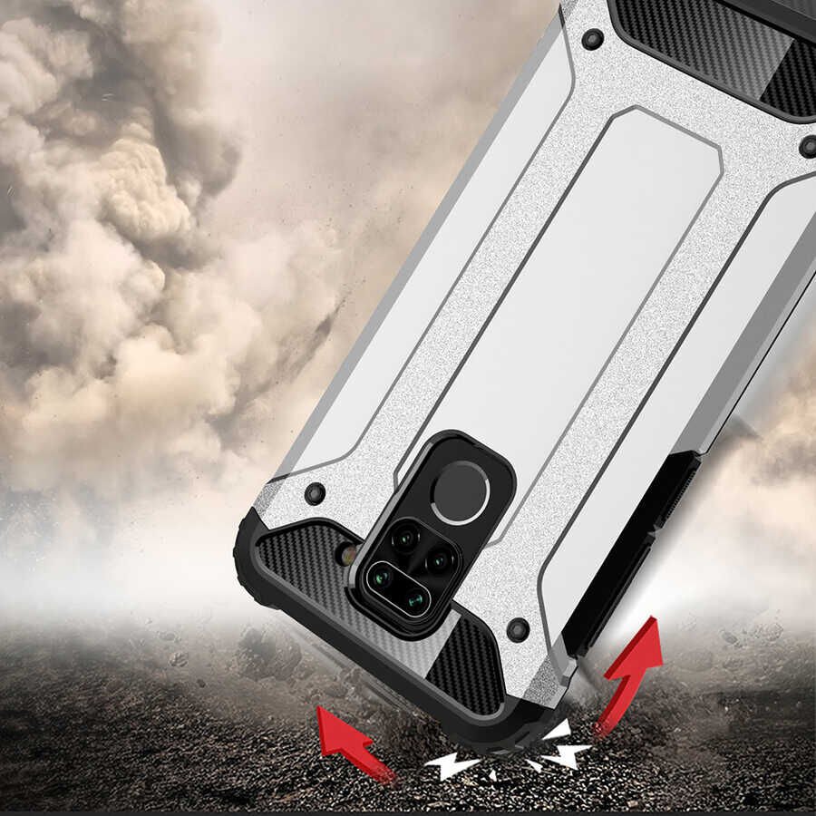 Xiaomi Redmi Note 9 Kılıf Armor Köşe Korumalı Çift Katman Tank Zırh Kapak (CRASH) Gold