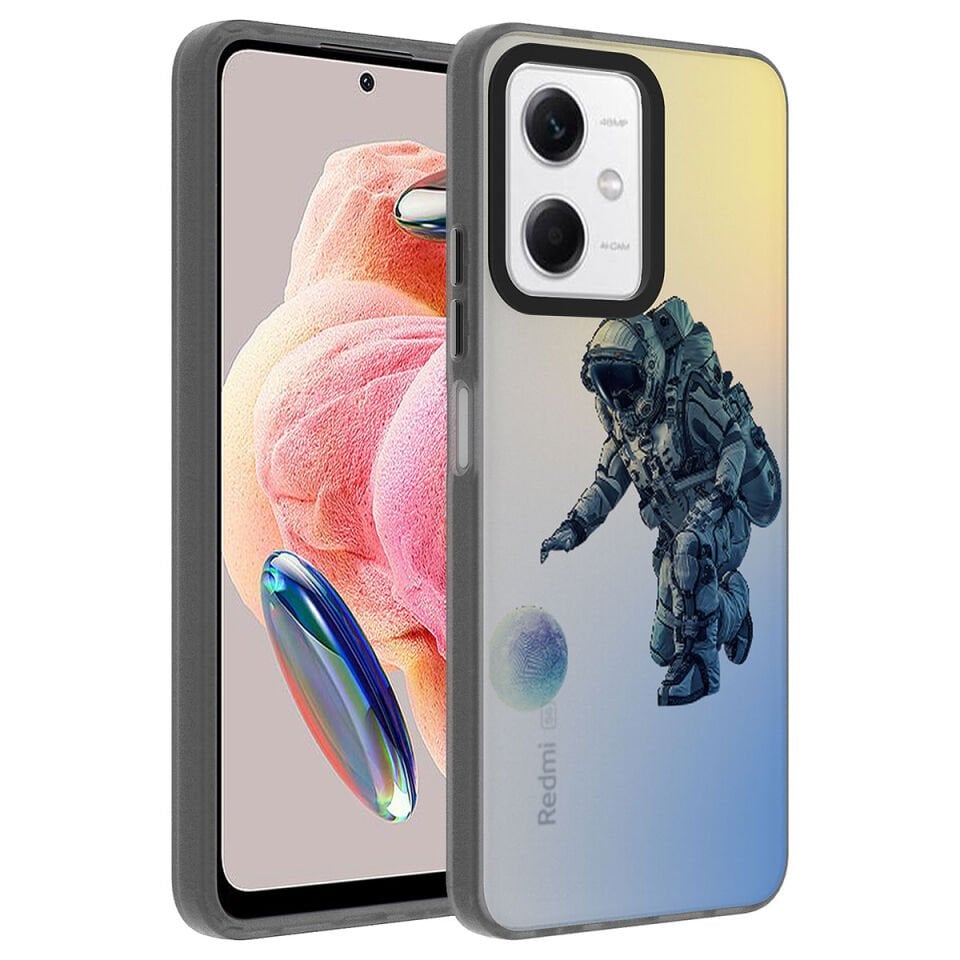 Xiaomi Redmi Note 12 4G Kılıf Kamera Çıkıntılı Desenli Tasarımlı Sert Kapak (Dragon) Gezegen