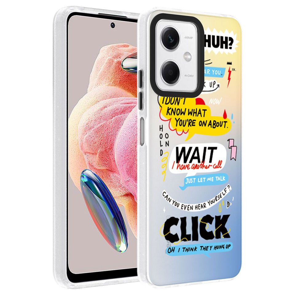 Xiaomi Redmi Note 12 4G Kılıf Kamera Çıkıntılı Desenli Tasarımlı Sert Kapak (Dragon) Kelimeler