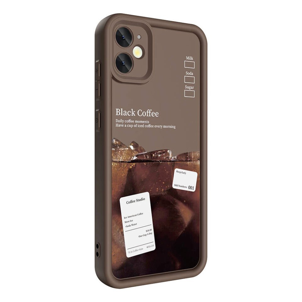 Apple iPhone 11 Kılıf Kamera Korumalı Baskılı Arka Yüzey Kapak (Klas) Koyu Kahve