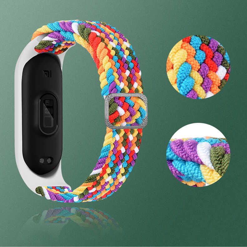 Xiaomi Mi Band 3/4/5/6 Örgülü Kordon Esnek Yapılı Metal Tokalı Tasarım (KRD-49) Siyah