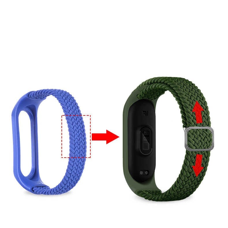 Xiaomi Mi Band 3/4/5/6 Örgülü Kordon Esnek Yapılı Metal Tokalı Tasarım (KRD-49) Siyah