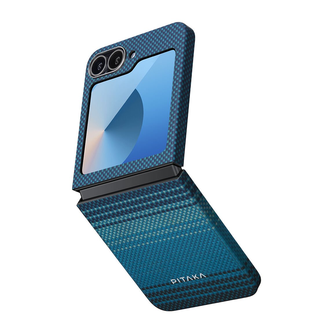 Samsung Galaxy Z Flip 6 Kılıf Magsafe Şarj Özellikli Aramid Fiber Pitaka Tactile Woven Sunset-Moonrise Serisi Moonrise Kapak