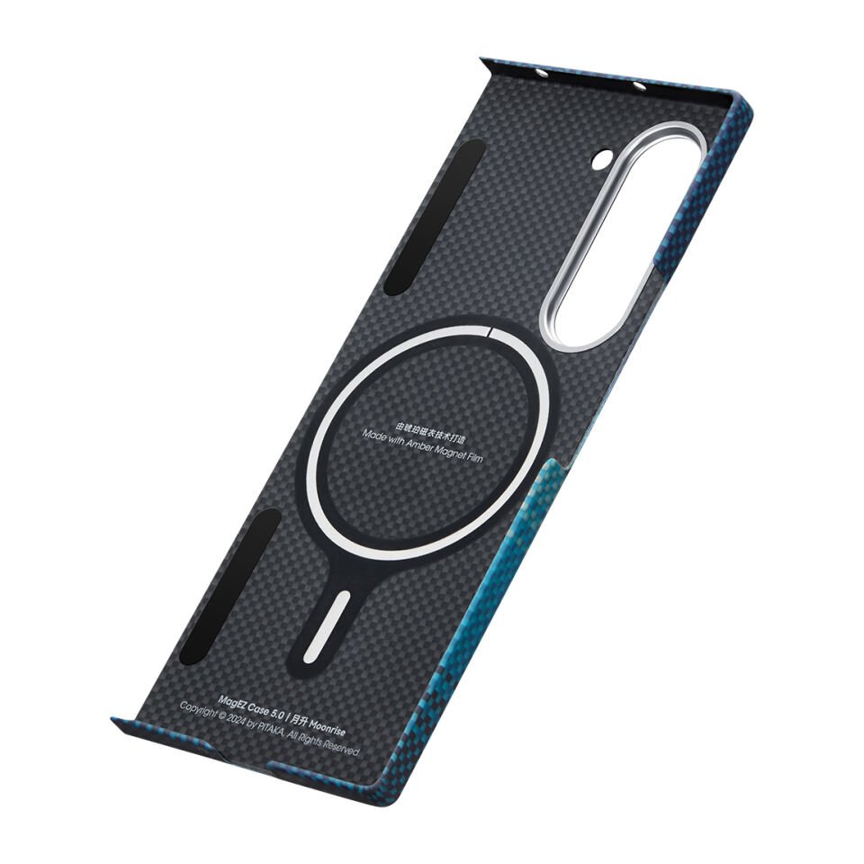 Samsung Galaxy Z Fold 6 Kılıf Magsafe Şarj Özellikli Aramid Fiber Pitaka Tactile Woven Sunset-Moonrise Serisi Moonrise Kapak