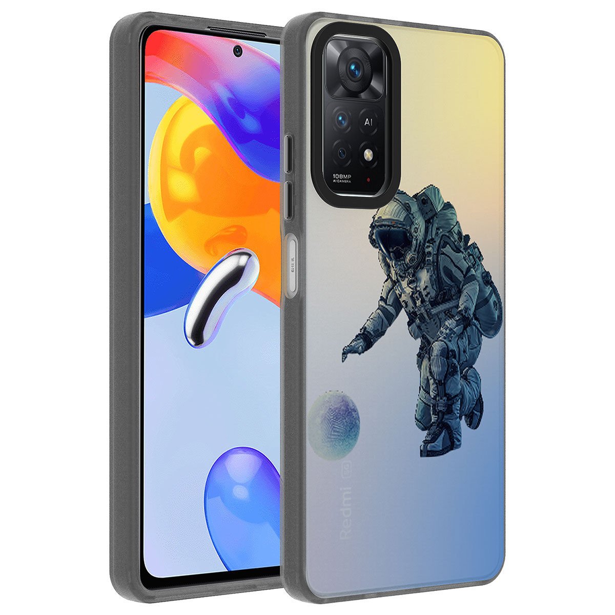 Xiaomi Redmi Note 12 Pro 4G Kılıf Kamera Çıkıntılı Desenli Tasarımlı Sert Kapak (Dragon) Astronot