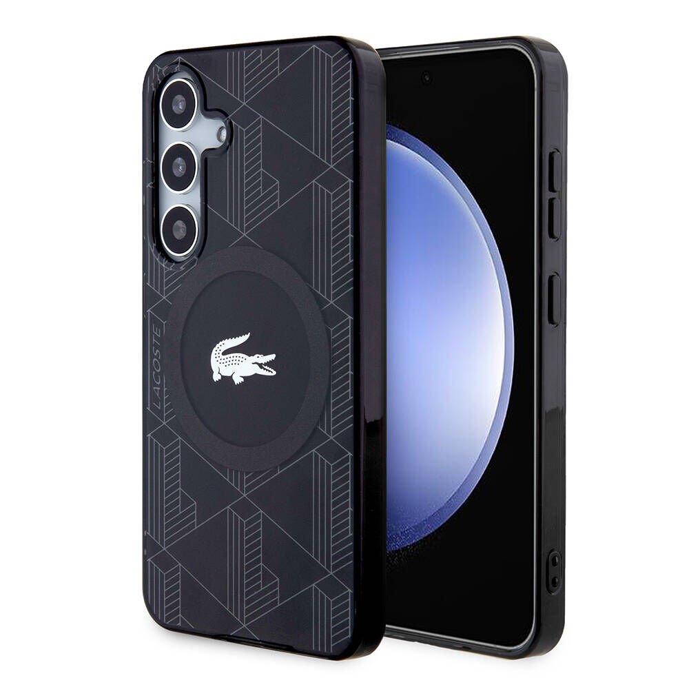 Samsung Galaxy S24 Kılıf Lacoste Orjinal Lisanslı Magsafe Şarj Özellikli Çift Katmanlı Timsah Logolu Blend Monogram Kapak