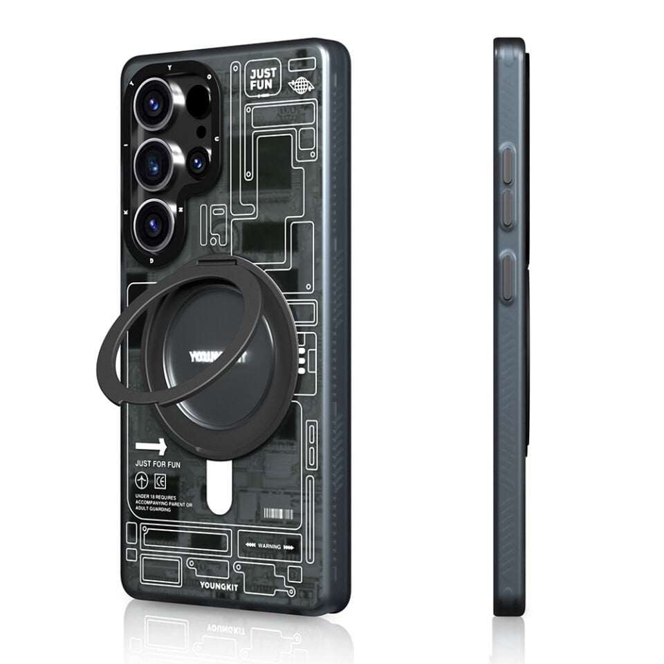 Galaxy S25 Ultra Kılıf Magsafe Şarj Özellikli Youngkit 360° Standlı Technology Serisi Kapak