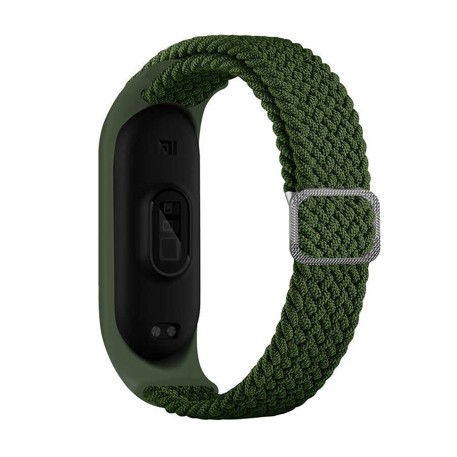 Xiaomi Mi Band 3/4/5/6 Örgülü Kordon Esnek Yapılı Metal Tokalı Tasarım (KRD-49) Yeşil