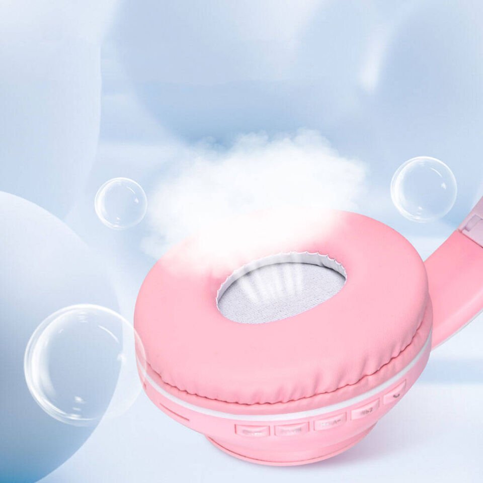 Kedi Kulaklı Tasarımlı RGB Işıklı Bluetooth Kulaklık (STN-28 Pro) Pembe