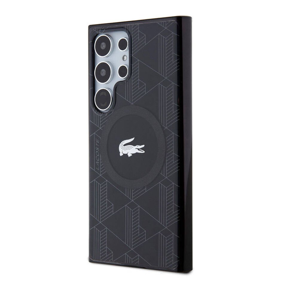 Samsung Galaxy S24 Ultra Kılıf Lacoste Orjinal Lisanslı Magsafe Şarj Özellikli Çift Katmanlı Timsah Logolu Blend Monogram Kapak
