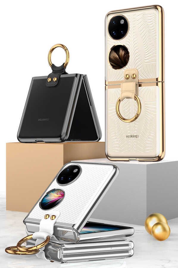 Huawei P50 Pocket Kılıf HEPTEKİLETİŞİM Yüzüklü Kıpta Kapak