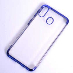 Samsung Galaxy A40 Kılıf Dört Köşe Renkli Lazer Şeffaf Silikon Kapak (GLİTTER) Gold