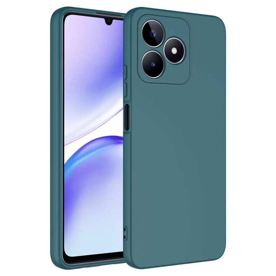Realme C53 Kılıf Kadife İç Yüzey Yumuşak Dokulu Kamera Korumalı Kapak (MARA) Koyu Yeşil