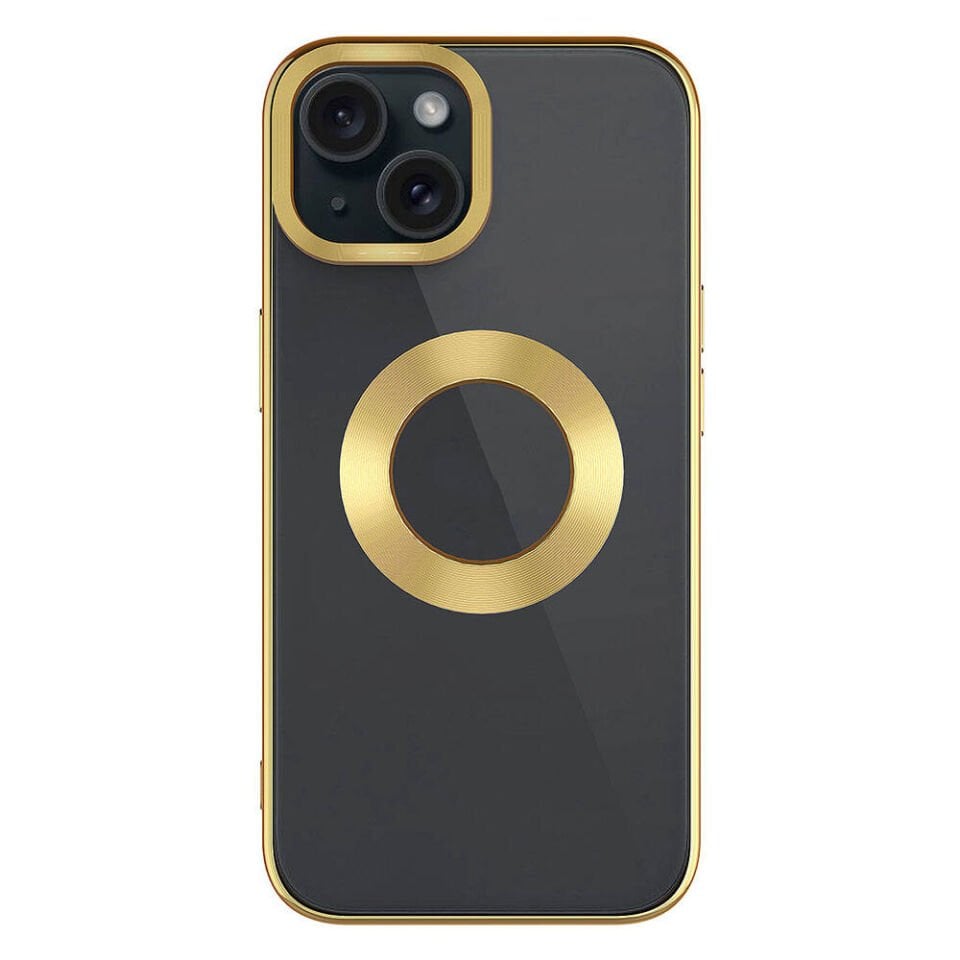 Apple iPhone 15 Kılıf Kamera Lens Korumalı Logo Gösteren Parlak Kenarlı Kapak (TEK-OMEGA) Sierra Mavi