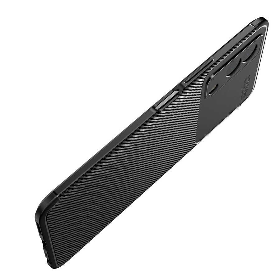 Vivo Y53S 4G Kılıf Kamera Çıkıntılı Karbon Fiber Dokulu Renk Atmaz Kapak (NEGRO) Siyah