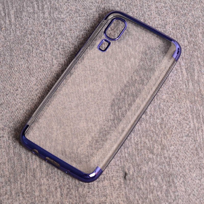 Samsung Galaxy A2 Core Kılıf Dört Köşe Renkli Lazer Şeffaf Silikon Kapak (GLİTTER) Mavi