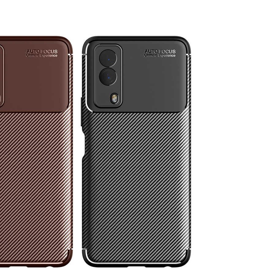 Vivo Y53S 4G Kılıf Kamera Çıkıntılı Karbon Fiber Dokulu Renk Atmaz Kapak (NEGRO) Lacivert