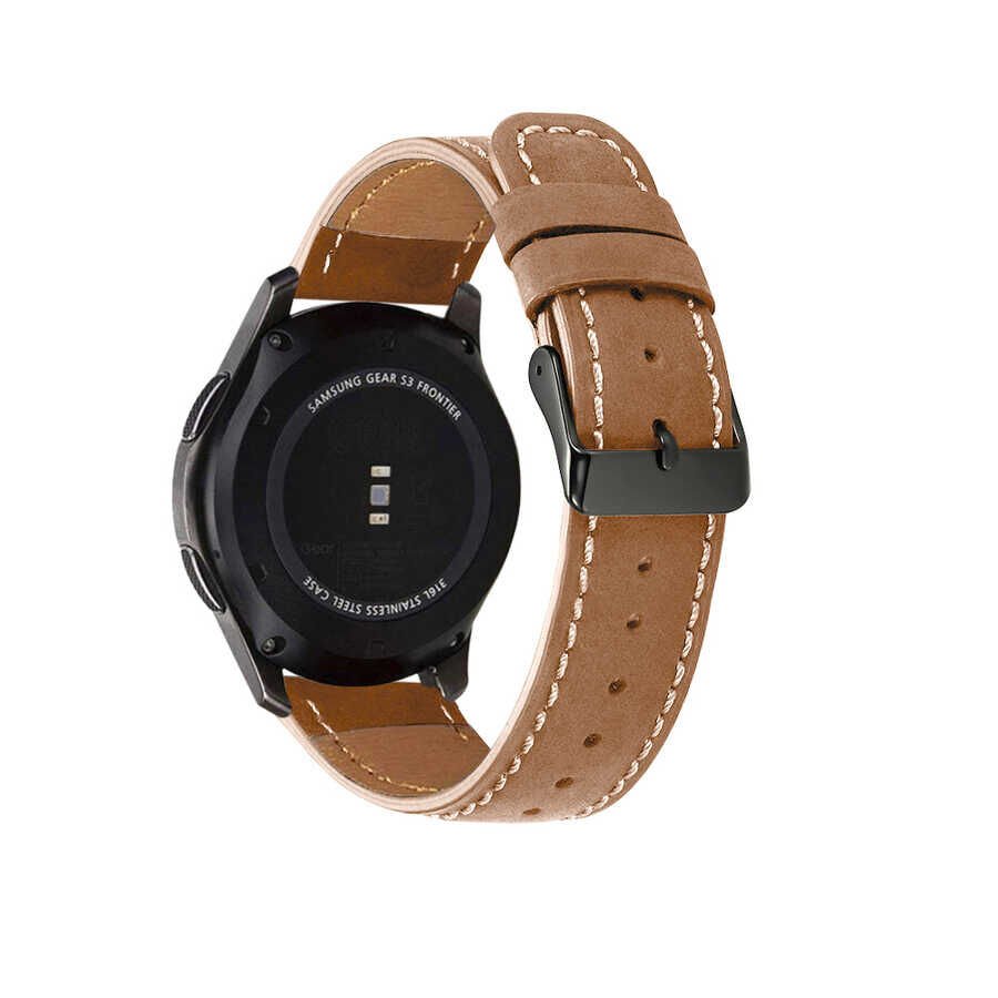 Xiaomi Amazfit Pace (22mm) Deri Kordon İnce Şık Tasarım (KRD-29) Kahverengi