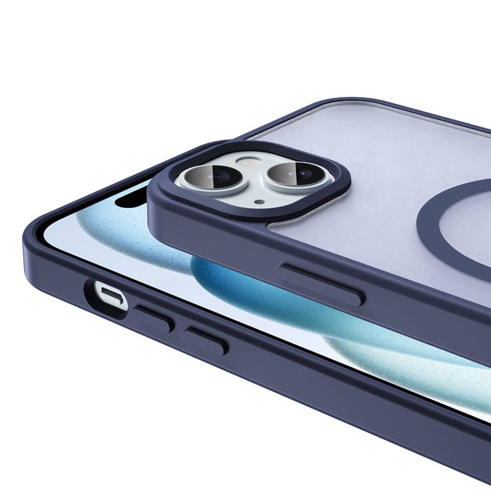 Apple iPhone 14 Plus Kılıf Magsafe Şarj Özellikli Mat Arka Yüzey Kapak (Sio) Koyu Mor