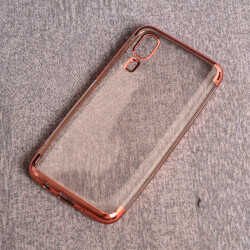Samsung Galaxy A2 Core Kılıf Dört Köşe Renkli Lazer Şeffaf Silikon Kapak (GLİTTER) Gold