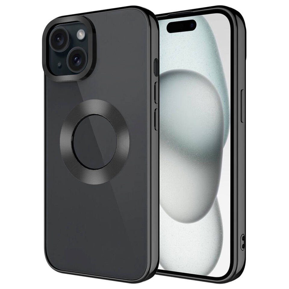 Apple iPhone 15 Plus Kılıf Kamera Lens Korumalı Logo Gösteren Parlak Kenarlı Kapak (TEK-OMEGA) Lacivert