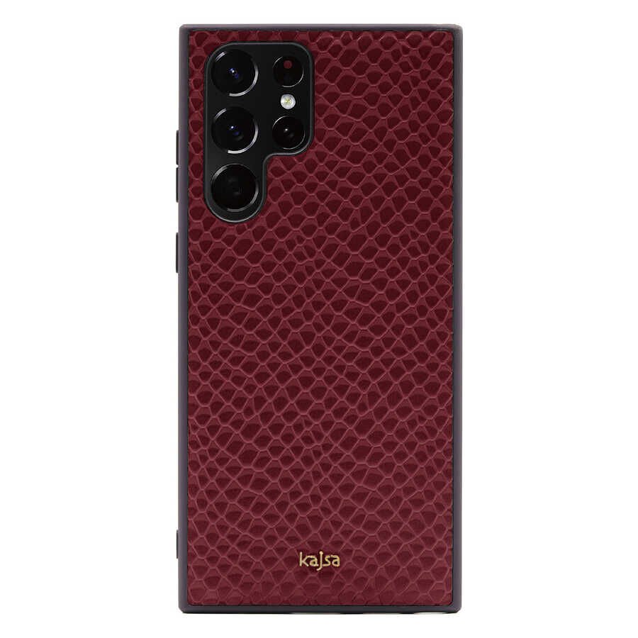 Samsung Galaxy S22 Ultra Kılıf ​Kajsa Pearl Pattern Hakiki Deri Kapak