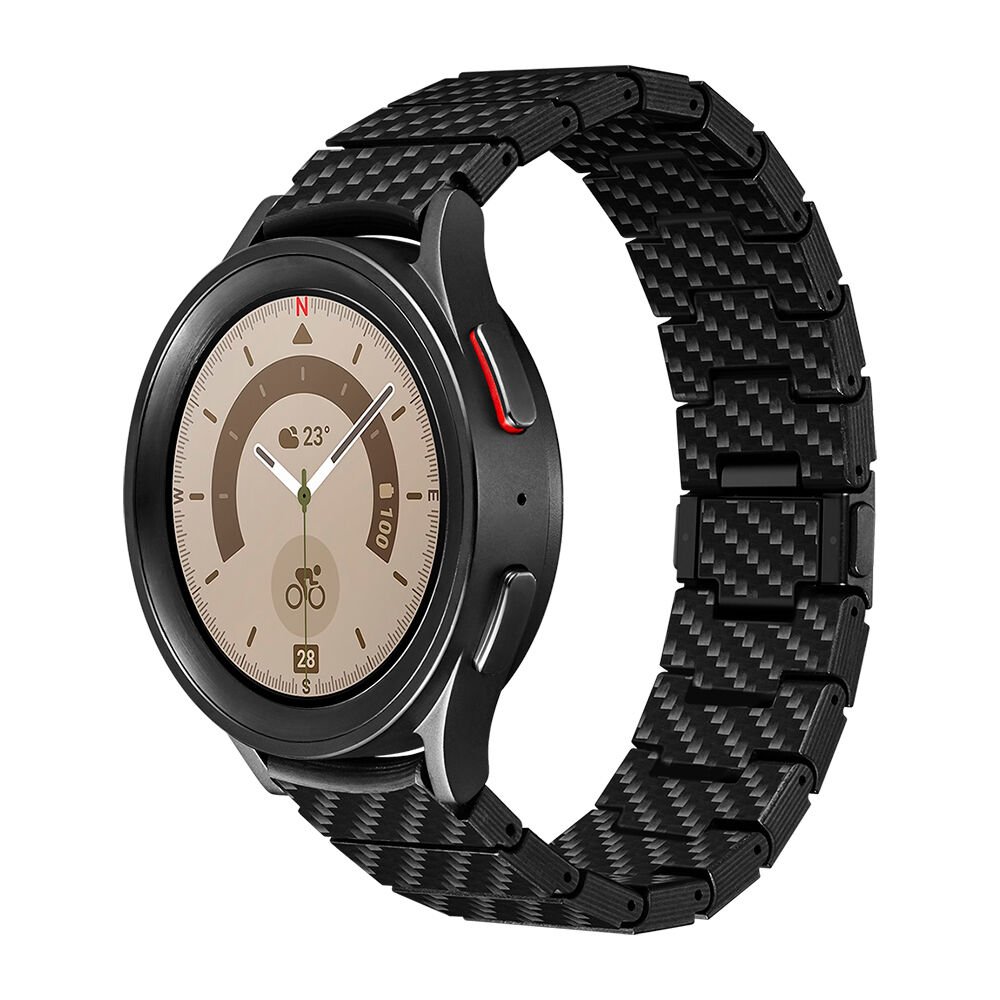 Samsung Galaxy Watch 4 44mm Karbon Fiber Pitaka Modern Serisi Black-Grey Twill Kordon