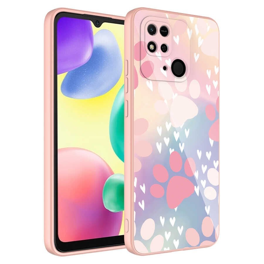 Xiaomi Poco C40 Kılıf Kamera Korumalı Bulut Desenli Renkli Sert Parlak Silikon Kapak (Epoksi) NO4